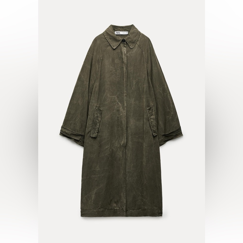 Zara Khaki Women's Cape Coat